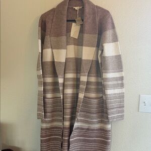 M Striped Brown and Cream Women's Sweater Hem & Thread NWT heavy